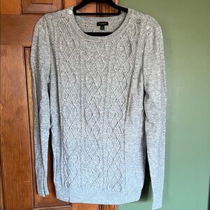 Talbots Light Gray Cable Knit Sweater